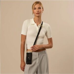 Bandolier Crossbody Phone Case in Black/Gold